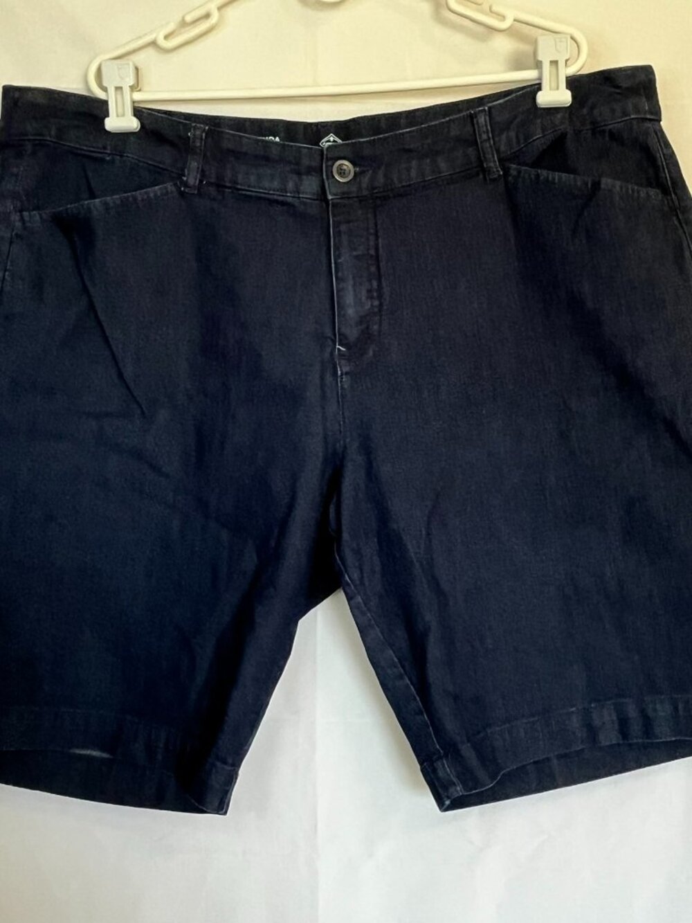 St. John's Bay Womens Denim stretch Bermuda Shorts Size 24W dark wash